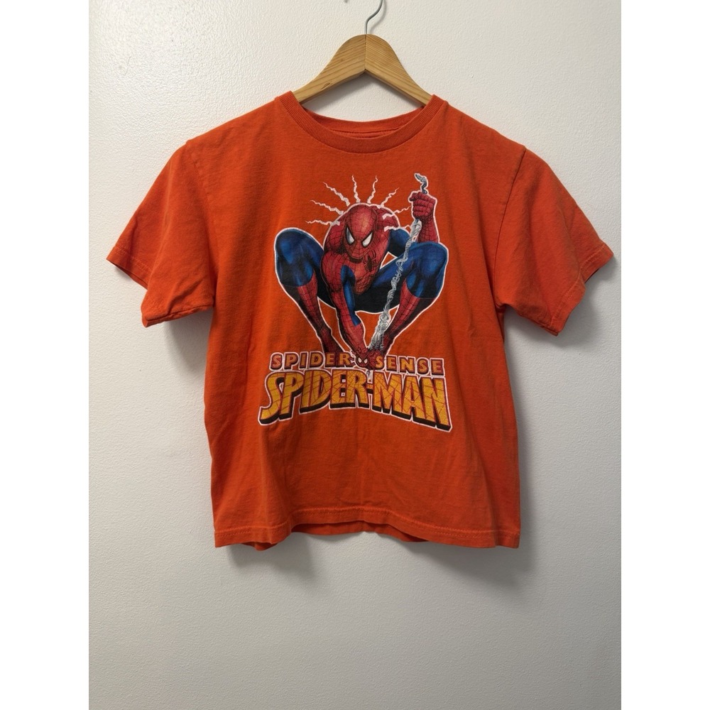 VTG Spiderman Spider Sense Orange Movie Promo Graphic T-Shirt Youth XL 2000s